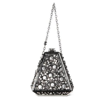 CHANEL Limited Edition Black Lambskin & Silver Pyramid Clutch | THEBROWNPAPERBAG