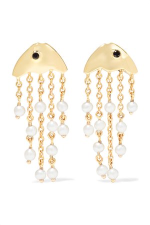 Yvonne Léon | 9-karat gold, pearl and diamond earrings | NET-A-PORTER.COM