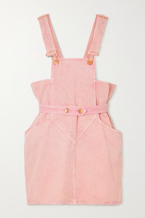 Dolessa Belted Denim Mini Dress - Pastel pink