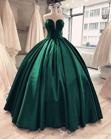green ball gowns