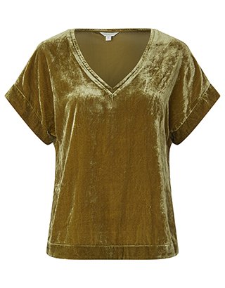 Hallie Velvet T-Shirt | Gold | Small | 5451461251 | Monsoon