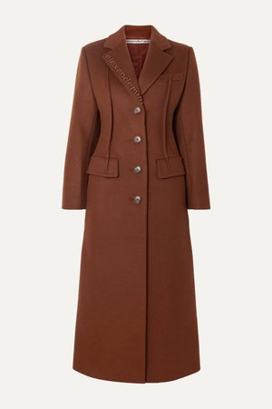Brown Embroidered wool-blend felt coat | Alexander Wang | NET-A-PORTER