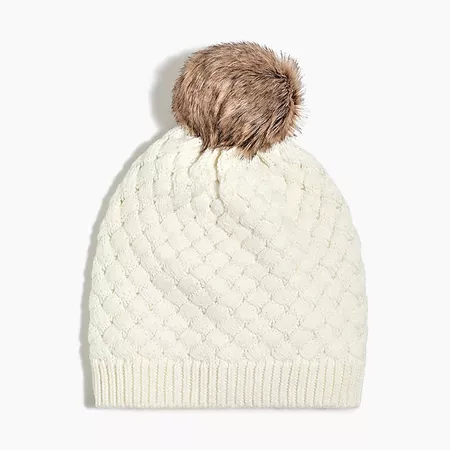 Knit hat with faux-fur pom-pom : FactoryWomen Cold-Weather Accessories | Factory