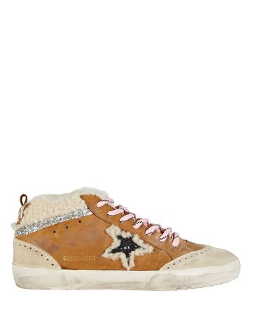 Golden Goose Mid Star Leather Sneakers in Brown | INTERMIX®