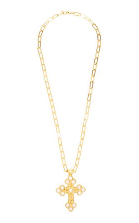 Croix Gold-Plated And Pearl Necklace by Sylvia Toledano | Moda Operandi