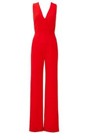 (Tory Burch) Red Pebbled Crepe Jumpsuit