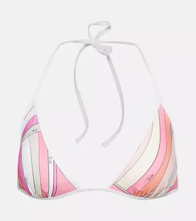 Printed Triangle Bikini Top in Pink - Pucci | Mytheresa