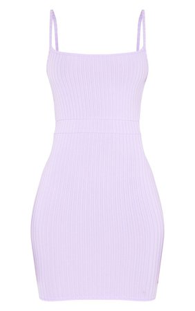 LILAC RIBBED STRAPPY BACK BODYCON DRESS