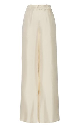 LAPOINTE Belted Silk Wide-Leg Pants
