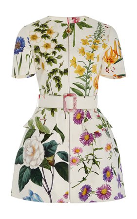 Floral-Print Stretch-Cotton Twill Mini Dress By Oscar De La Renta | Moda Operandi