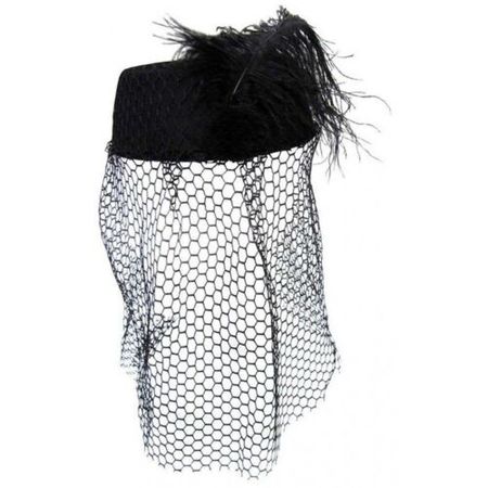 Black Netted Veil Funeral Pillbox Mourning Grieving Widow Hat With Feather for sale online | eBay
