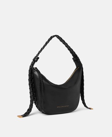 Women Black Medium Zip Hobo Shoulder Bag | Stella McCartney GB