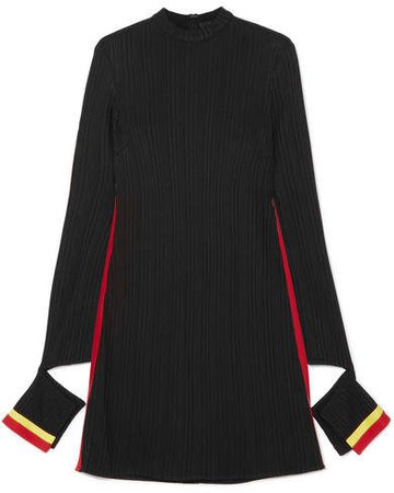 Dada Cutout Striped Ribbed Jersey Mini Dress - Black