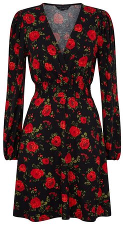 Multi Colour Rose Printed Sheered Dress And Scrunchie