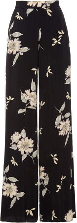 Floral-Patterned Twill Pants
