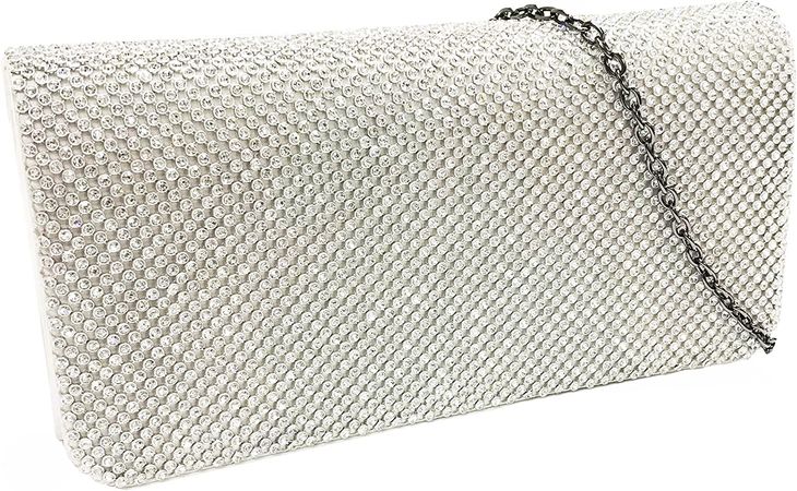 Amazon.com: expouch Satin Evening Bag for Women with Rhinestone Elegant Shiny Clutch Purse Crossbody Handbags for Wedding Party Prom (White) : Clothing, Shoes & Jewelry