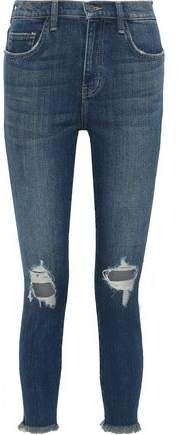 The High Waist Stiletto Cropped Distressed Skinny Jeans