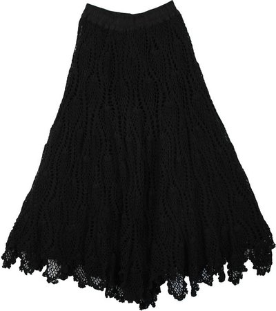 All Black Crochet Pattern Long Skirt | Black-Skirts, Crochet-Clothing