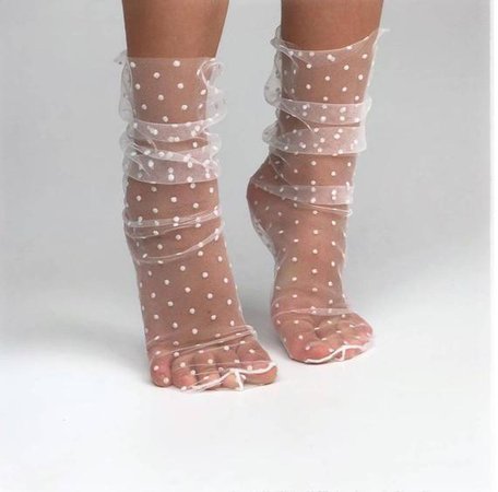 white polka dot tulle sheers socks