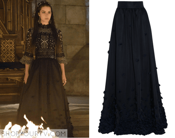 Reign: Season 2 Episode 1 Mary's Black Applique Detail Skirt | Shop Your TV