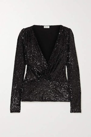 Sequined Jersey Blouse - Black