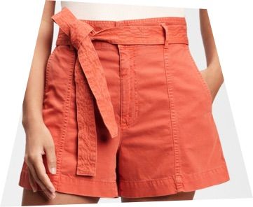 Orange tie high rise shorts