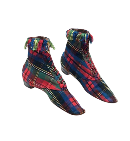 Plaid boots, made in France, circa 1860