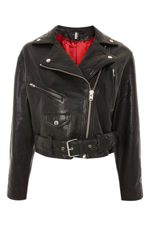 Boxy Leather Biker Jacket - Topshop USA