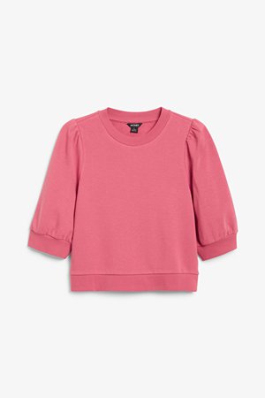 Puff sleeve sweater - Pink - Tops - Monki WW