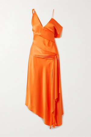 Orange Asymmetric draped satin-crepe dress | Jonathan Simkhai | NET-A-PORTER