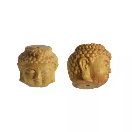 Aromatic Cedar Wood Beads, Buddha Head 19mm, Natural (1 Piece) — Beadaholique