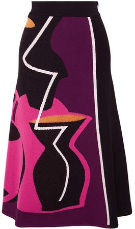 Jacquard-knit Midi Skirt - Black