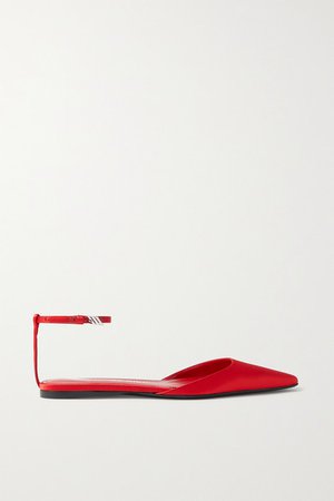 Amber Satin Point-toe Flats - Red
