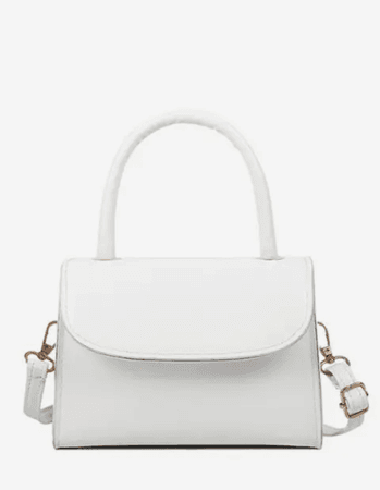 White Solid Color Flap Top Handle Mini Crossbody Bag