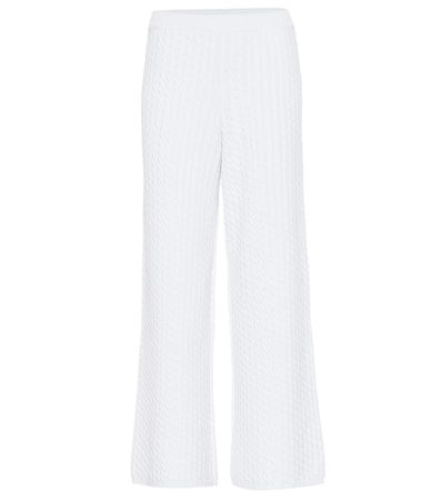 Stretch cotton knit wide-leg pants