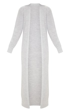 Light Grey Maxi Knitted Cardigan | Knitwear | PrettyLittleThing