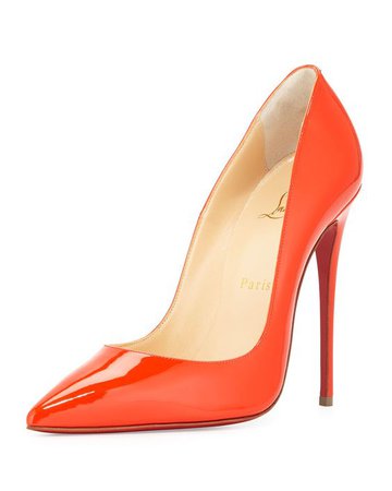 Christian Louboutin So Kate Patent 120mm Red Sole Pump in Orange