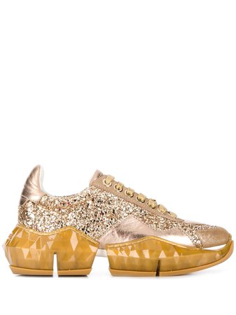 Jimmy Choo Diamond Glitter Sneakers DIAMONDFXBZ Gold | Farfetch