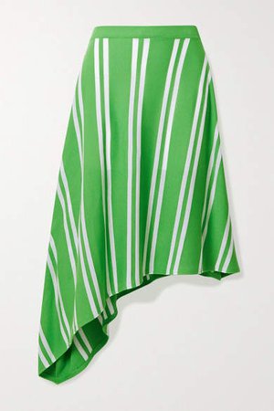 Asymmetric Striped Stretch-knit Skirt - Green