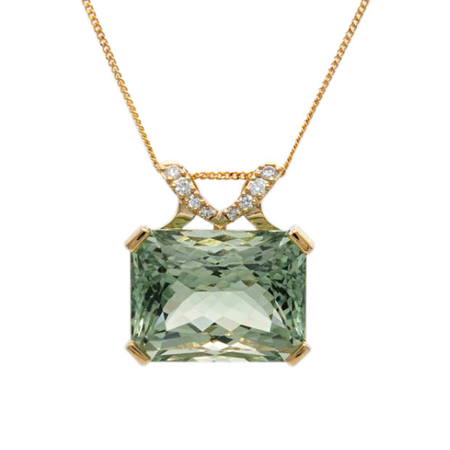 Green amethyst emerald cut pendant