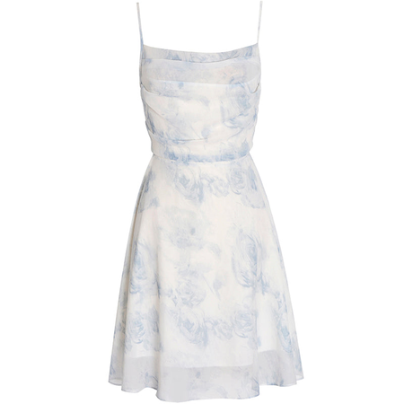 white and light blue dress
