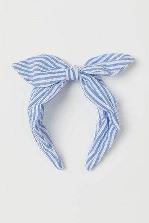 Bow-top Hairband - Light blue/striped - Kids | H&M US