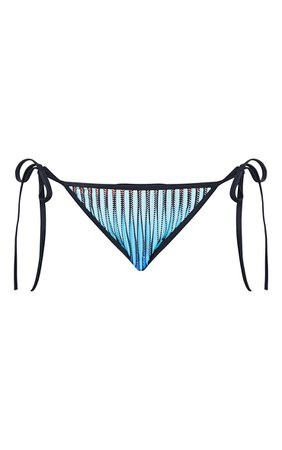 Multi Laser Cut Striped Tie Side Bikini Bottoms | PrettyLittleThing USA