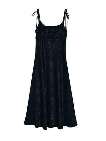 Bryne Retro Floral Jacquard Black Slip Dress – Simple Retro
