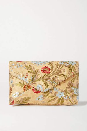 Envelope Floral-jacquard Clutch - Gold