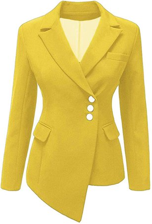 Agana Women's Single Breasted Notched Lapel Irregular Slim Fit Suit Coat Blazer Jacket at Amazon Women’s Clothing store
