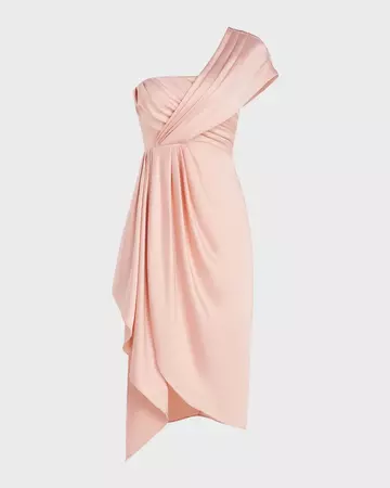 Theia Maisy Draped One-Shoulder Cocktail Dress | Neiman Marcus