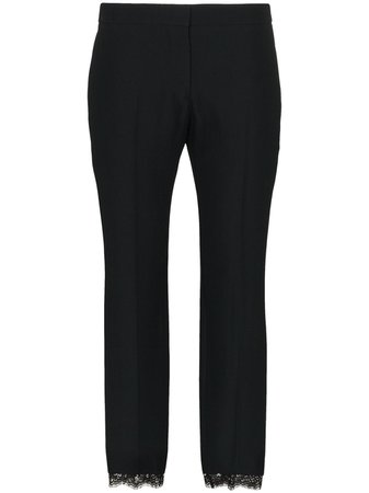 Alexander Mcqueen Cropped Lace-Trimmed Trousers