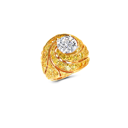 Yellow Swirl Ring, Yellow and white diamond | Graff