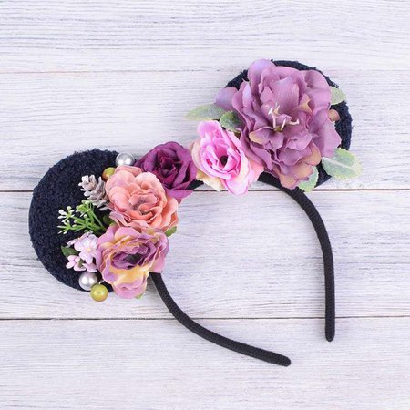 Baby Minnie Mouse Ears Hairband Artificial flower headband hair band for kis Photography Props accessories - Aliexpress